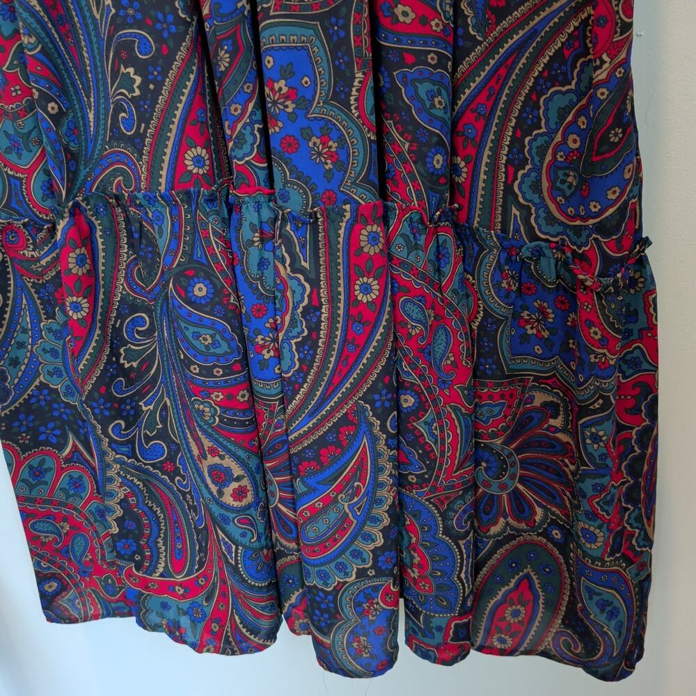 Ralph Lauren Women's Sz 6 Paisley Georgette Long Sleeve Tiered Maxi Dress Ruffle - Picture 5 of 8